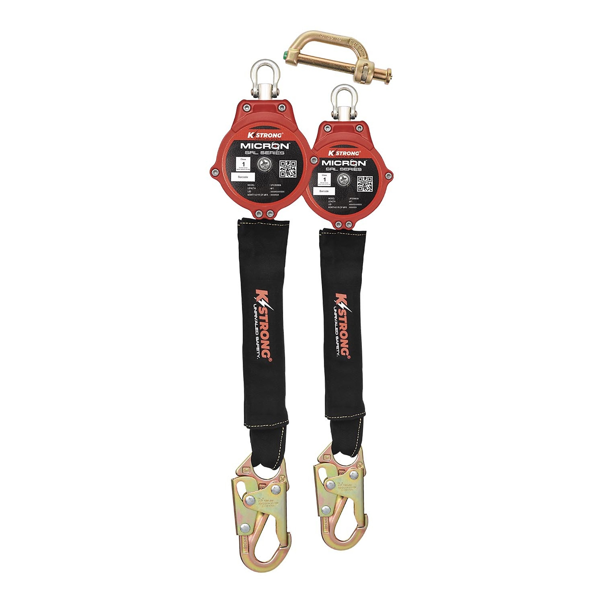 KStrong Micron Dual Self-Retracting Lifeline — 6ft., Arc Flash Rated, Steel Snap Hooks, Dual Dorsal Connector, Model# UFS390006D